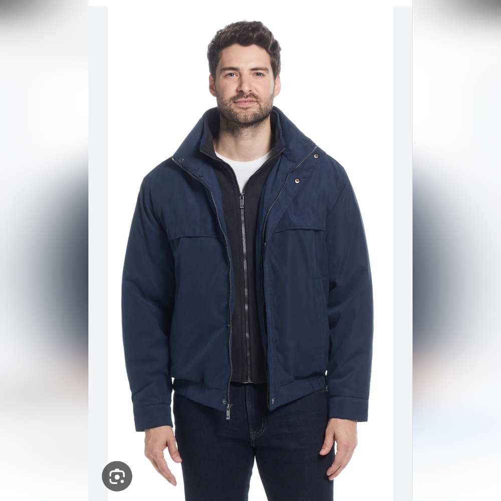 Vintage Weatherproof Men's Navy Blue Jacket Large Coat